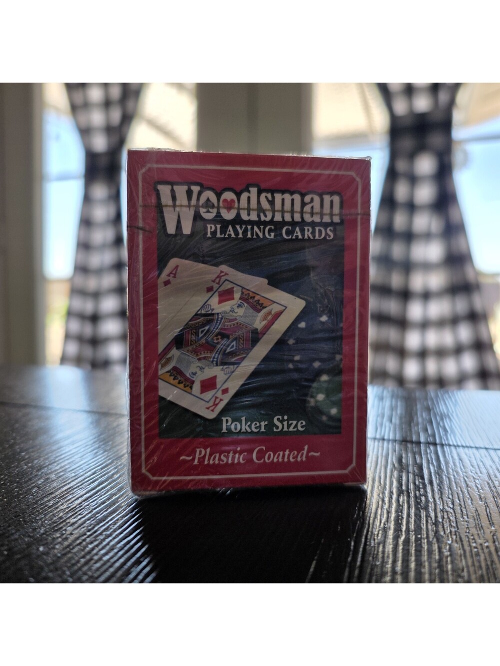 Woodsman Playing Cards Poker Size Plastic Coated Sealed Deck Red White NIB